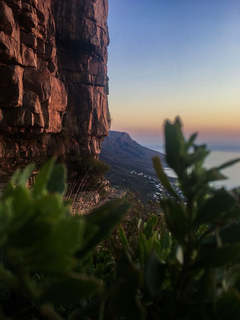 Sandstone cliffs above Cape Town at dusk
